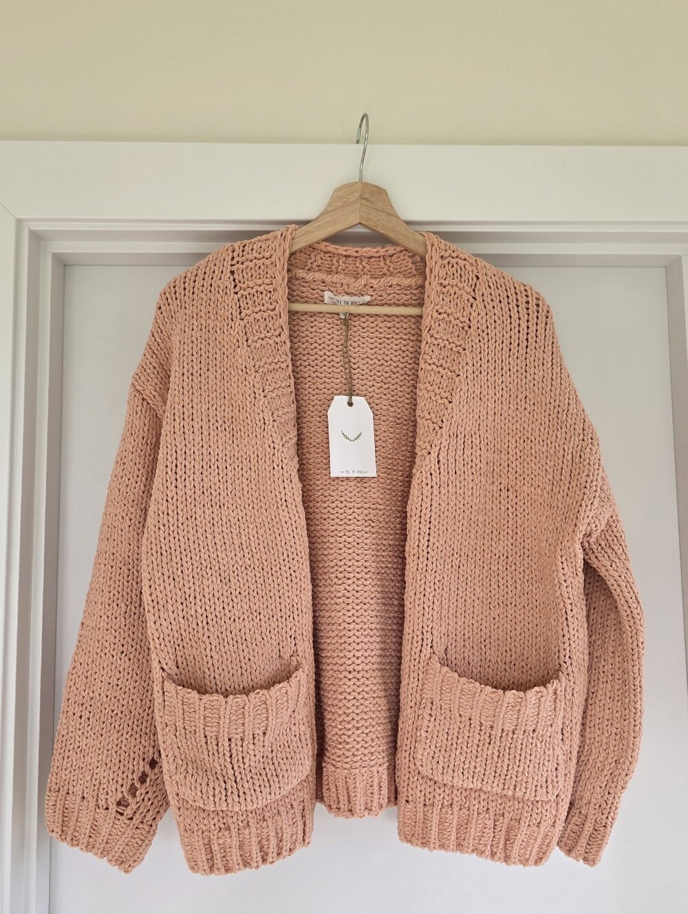 Anthropologie Free the Roses chunky cardigan NWT Small Peach Cardigan
